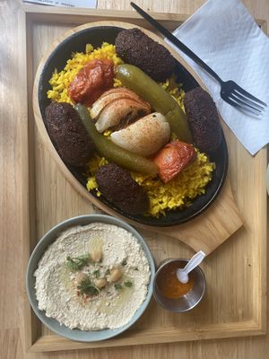 Falafel plate  at Just Falafel Vegan Cafe in Houston