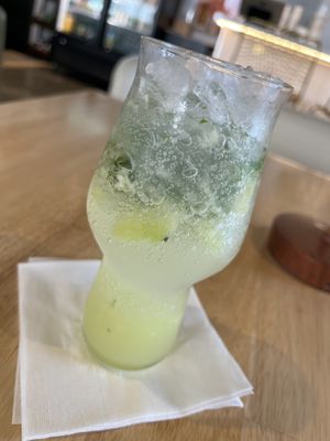 Mint Cucumber Spritz  at Just Falafel Vegan Cafe in Houston