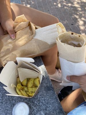 Supervegane and falafel piadine + potato wedges  at Natural Food in Lugano