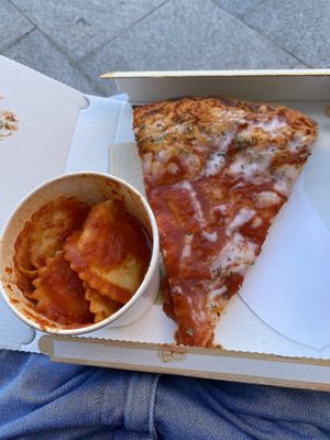 Pizza and chickpeas and lemon ravioli  at Natural Food in Lugano