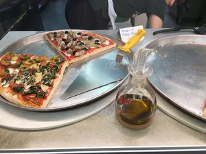 Several vegan pizza options at Natural Food in Lugano