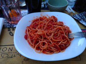 Spaghetti arrabbiata at Grazie a Dio è venerdi in Rome