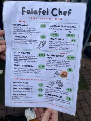 Menú: wraps, meals, plates & sides  #Veganuary at Falafel Chef - Kiosk in Liverpool