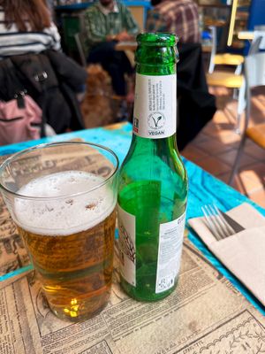 Vegan beer, non-alcoholic Clausthaler at Maus Food & Drinks in Oviedo