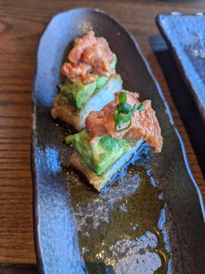 Crunchy rice cakes #Veganuary at Blue Sushi Sake Grill in Franklin