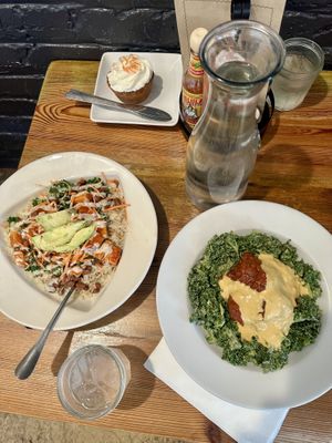 We went back a couple days later and ordered a Buffalo Bowl and a Meatball Bowl, and a Carrot Cake Cupcake. Everything was so flavorful and delicious!    at Cashew in Chattanooga