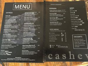 Menu  at Cashew in Chattanooga