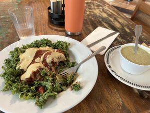 Meatball bowl with broccoli cheese soup  at Cashew in Chattanooga