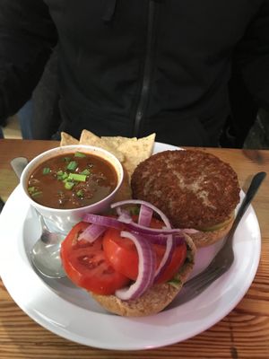 Impossible burger, chili at Cashew in Chattanooga