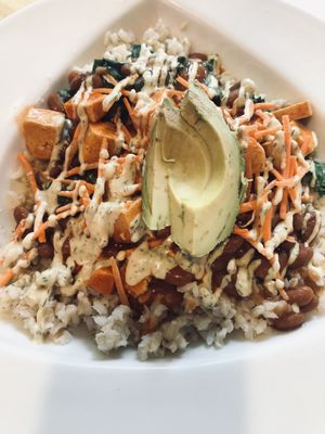 Buffalo bowl with tofu, rice, kidney beans, kale and sweet potato  at Cashew in Chattanooga