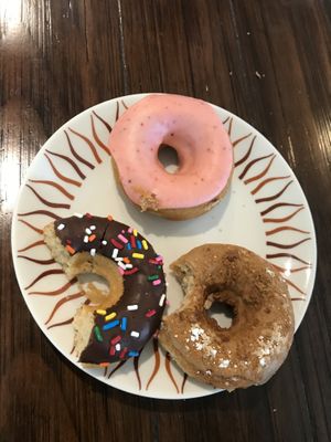 Strawberry, chocolate sprinkles and French toast donuts  at Cashew in Chattanooga