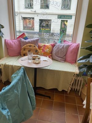 The street is cute and central, with very few cars  at Queen Beans in Uppsala