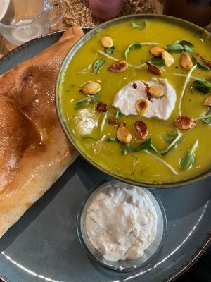 Pumpkin soup at Queen Beans in Uppsala