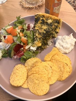 Spinach and ”feta” cheese pie  at Queen Beans in Uppsala