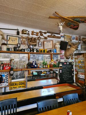 Many quirky decorations at Last Chance Saloon in Drumheller