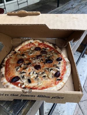 Vegan pizza with shrooms  at Mister O1 in Boca Raton