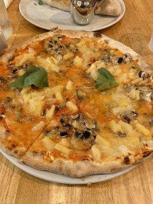 Vegan pineapple and shroom pizza  at Mister O1 in Boca Raton