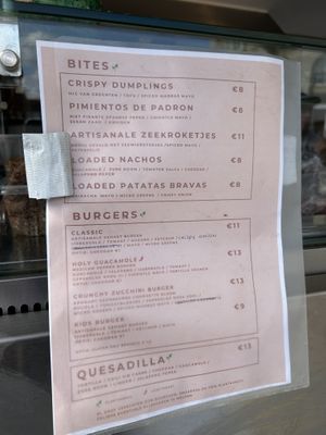menu  at terra food truck in Zeebrugge