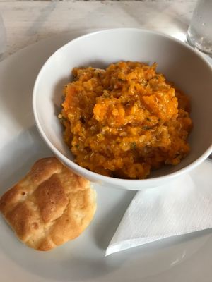Vegan quinoa and carrot salad at Szelence Cafe in Budapest