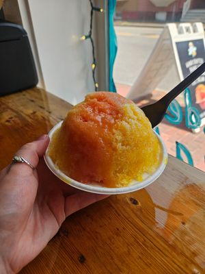 P.O.G shaved ice with vegan ice cream. at Zephyr Ice in Portland