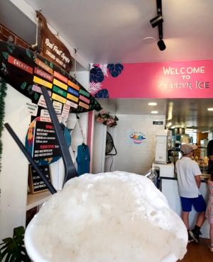 Vegan coconut base w/coconut + banana syrups at Zephyr Ice in Portland