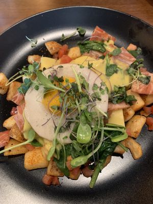 California potatoes with a sunny side up eggg  at MoonShine in Cocoa