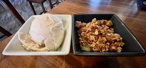 Apple crisp w/vegan oat milk based vanilla ice cream    at MoonShine in Cocoa
