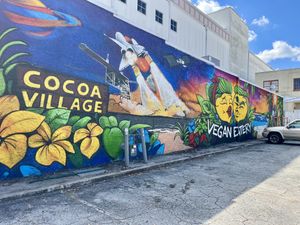 Mural outside the building  at MoonShine in Cocoa