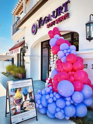 Grand opening sign  at Yoga-urt in Granada Hills