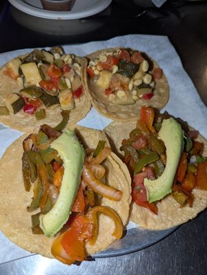 Vegan peppers and  Calabacitas tacos at Guisados in West Hollywood