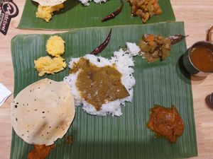 Banana leaf meal at Chennai to Rangoon Indian restaurant in Chiang Mai