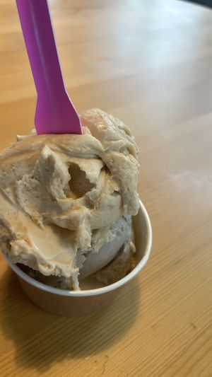 Salted caramel + white chocolate and cookies & cream  at Everdale Cafe & Gelato in Springvale
