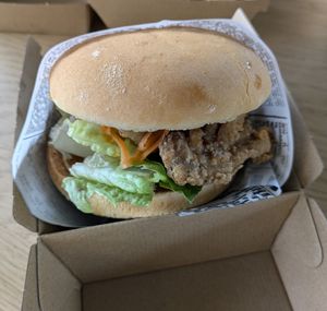 Crispy mushroom burger at Everdale Cafe & Gelato in Springvale