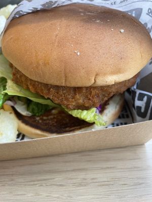 Spicy Chick’n Burger  at Everdale Cafe & Gelato in Springvale