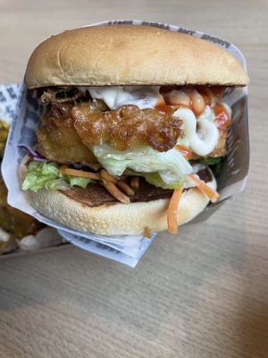 Mac n Cheese Burger  at Everdale Cafe & Gelato in Springvale