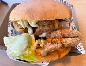 Crispy Mushroom Burger  at Everdale Cafe & Gelato in Springvale