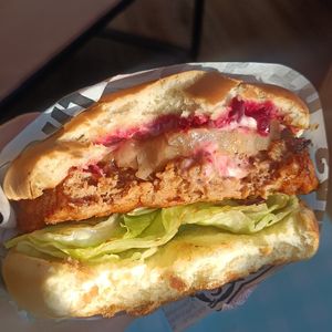 Aussie burger at Everdale Cafe & Gelato in Springvale