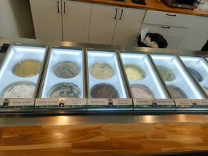 Look at their homemade gelato! We love their durian and matcha gelato. They also use different vegan milk for different gelato flavours (e.g. soy milk, almond milk, tigernut milk) at Everdale Cafe & Gelato in Springvale