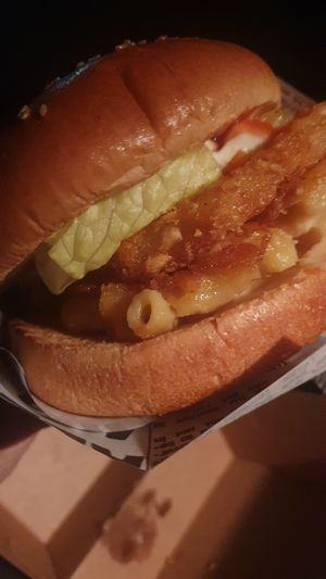 Mac and cheese burger - so tasty!!! at Everdale Cafe & Gelato in Springvale