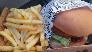 Aussie Burger & chips lunch deal at Everdale Cafe & Gelato in Springvale