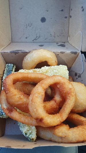 Delicious Zucchini fries and onion rings at Everdale Cafe & Gelato in Springvale