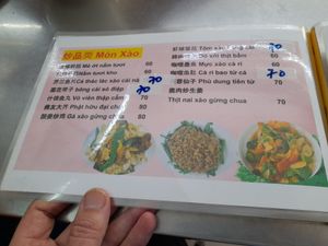 Menu at Phat Huu Duyen in Ho Chi Minh City