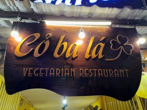 Outside sign at Cỏ Ba Lá Vegetarian in Ho Chi Minh City