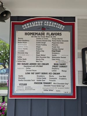 Vegan flavors are listed at the lower right corner at Cherry Farm Creamery  in Danvers