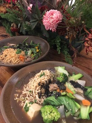 Our selections, including instant noodles, bok choy, tofu, and a bunch of other veggies at Vege Creek 蔬河 - Yanji St in Taipei