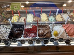 White spoons indicate vegan flavors   at Gelateria Valentino in Rome