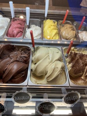 White spoons indicate vegan flavors   at Gelateria Valentino in Rome