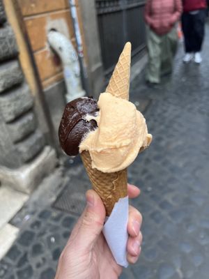 Chocolate and melon  at Gelateria Valentino in Rome