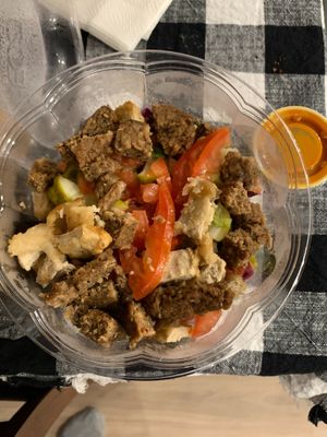 Vegan Willie Gault sandwich made as a salad with orange glaze on the side at Ike's in Menifee