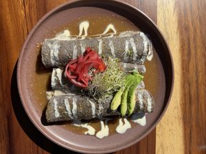 Enchiladas verdes   at Hierba Santa in San Cristobal De Las Casas
